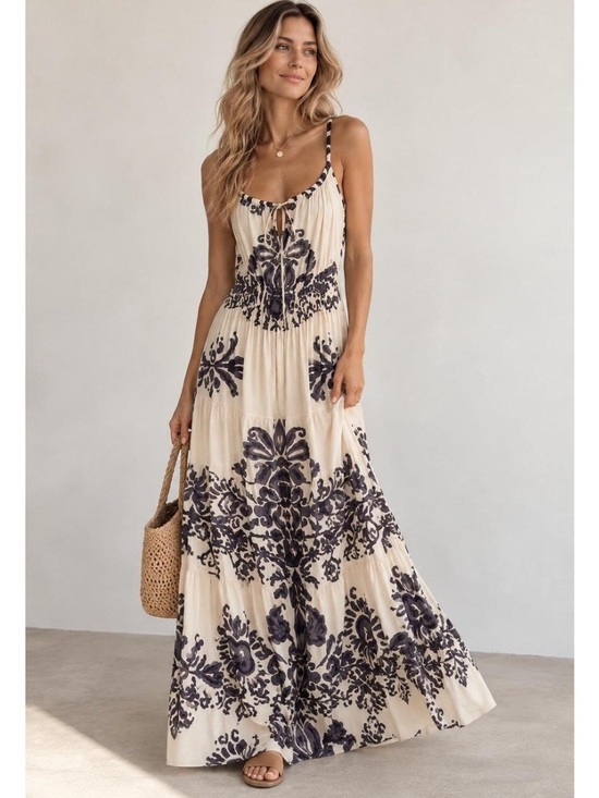 Hale Bob Dresses & Skirts - Luxury Boho Silk Damask Geometric Tiered Resort Maxi Dress Hale Bob NWT XS